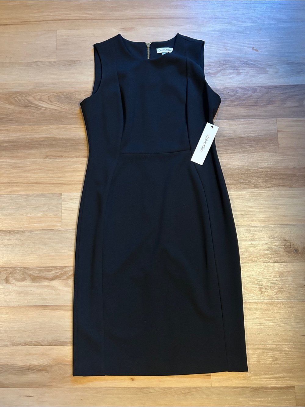 Calvin Klein Black Sleeveless Midi Sheath Dress